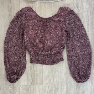 Altar'd State Purple Blouse with Puff Sleeves